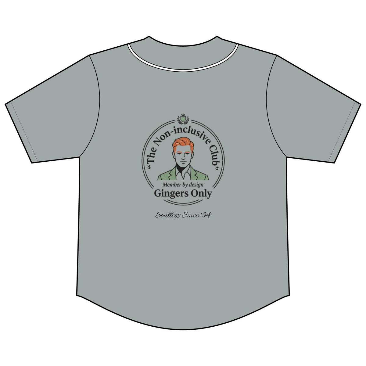 Gingers Only 'Non-Inclusive Club' Baseball Jersey