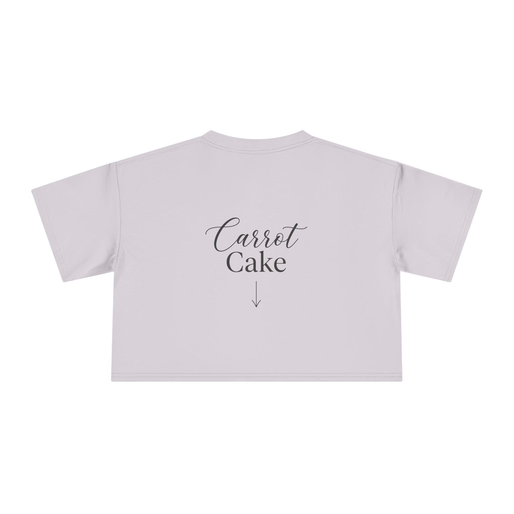 Carrot Cake Crop Tee — Script Print Boxy Crop Top for Redheads