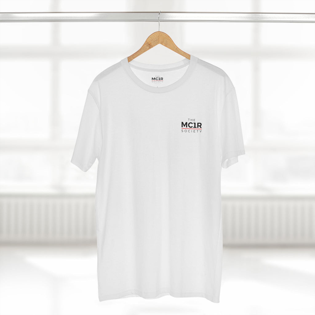 The MC1R Society Tee — Minimal Retro Logo White T‑Shirt