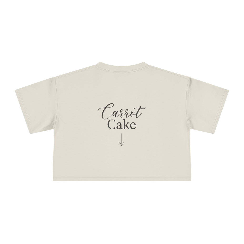 Carrot Cake Crop Tee — Script Print Boxy Crop Top for Redheads