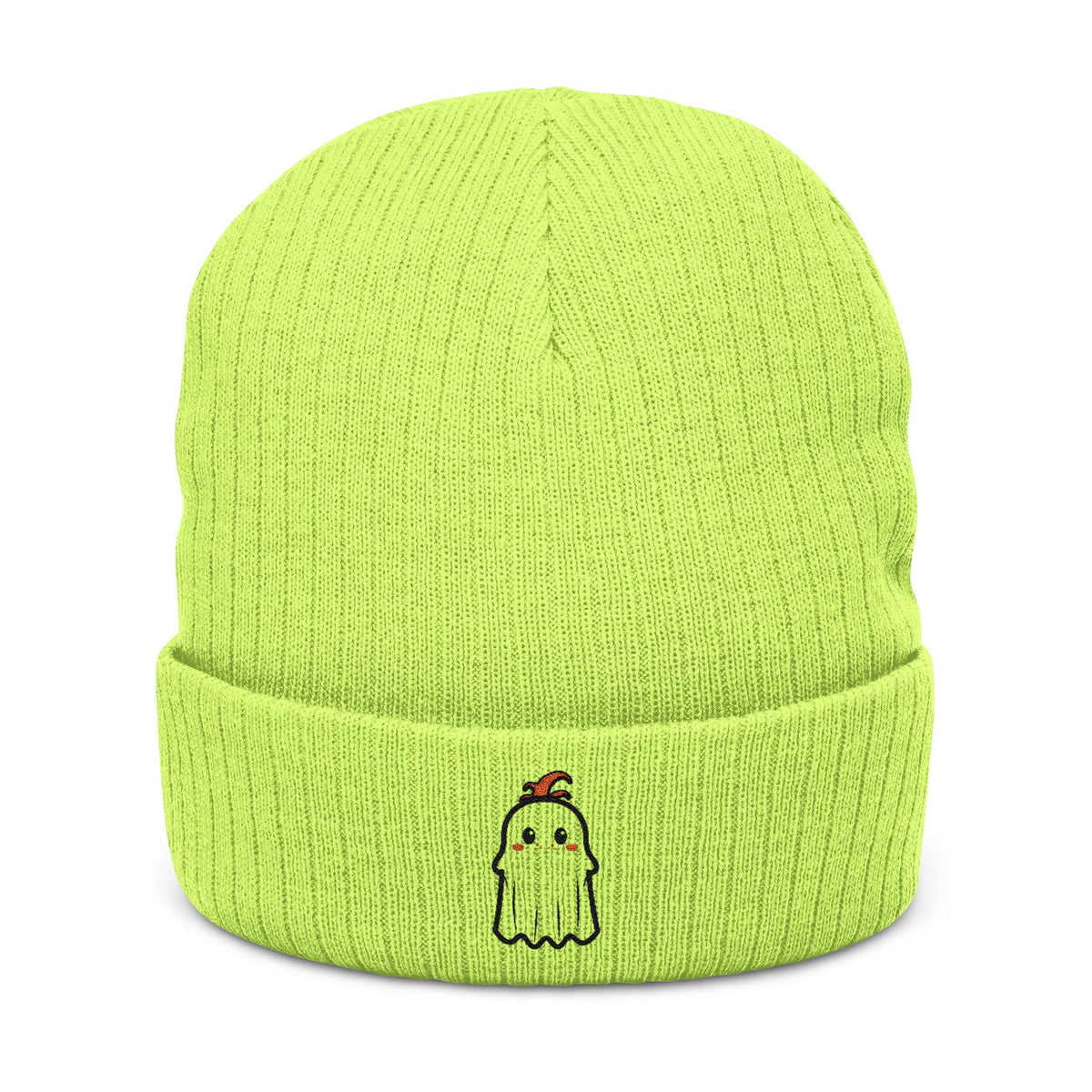 Ginger Ghost Embroidered Ribbed Beanie