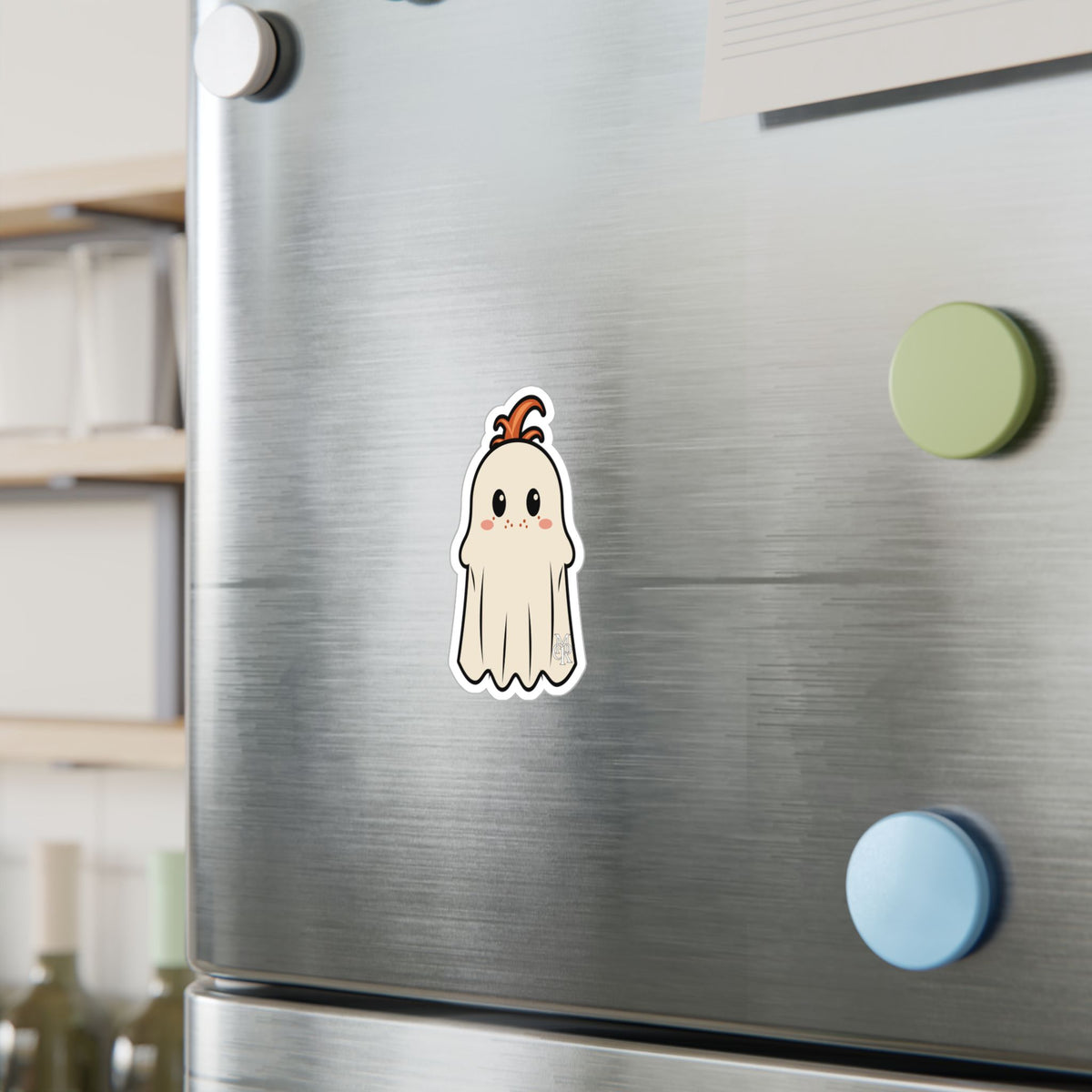 Cute Ghost Kiss-Cut Vinyl Sticker — Adorable Halloween Decal for Laptops, Water Bottles & Windows