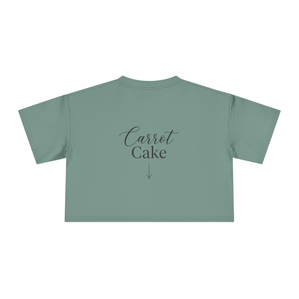 Carrot Cake Crop Tee — Script Print Boxy Crop Top for Redheads