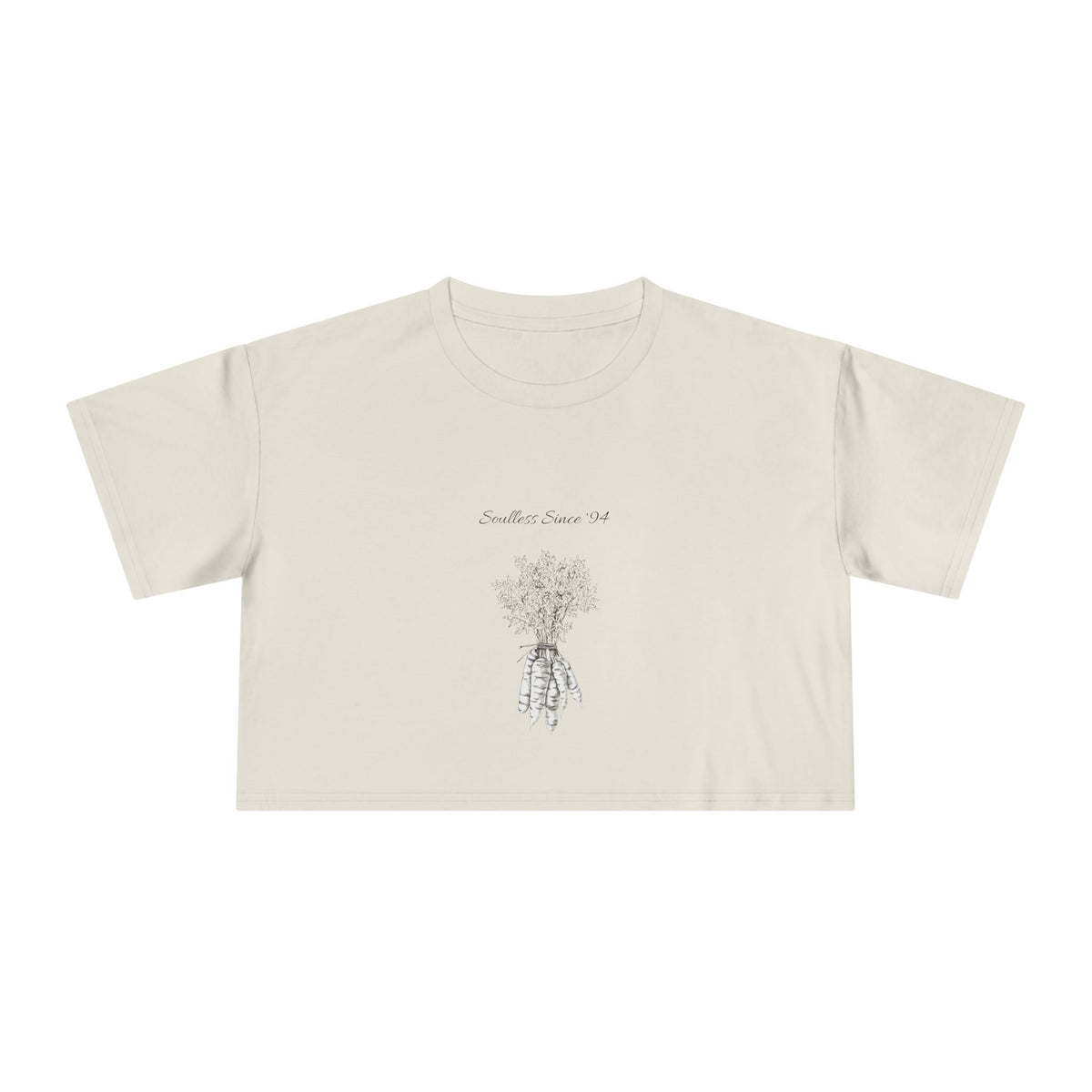 Carrot Cake Crop Tee — Script Print Boxy Crop Top for Redheads
