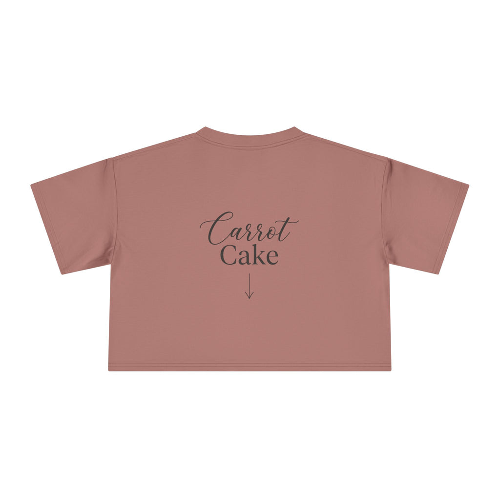 Carrot Cake Crop Tee — Script Print Boxy Crop Top for Redheads