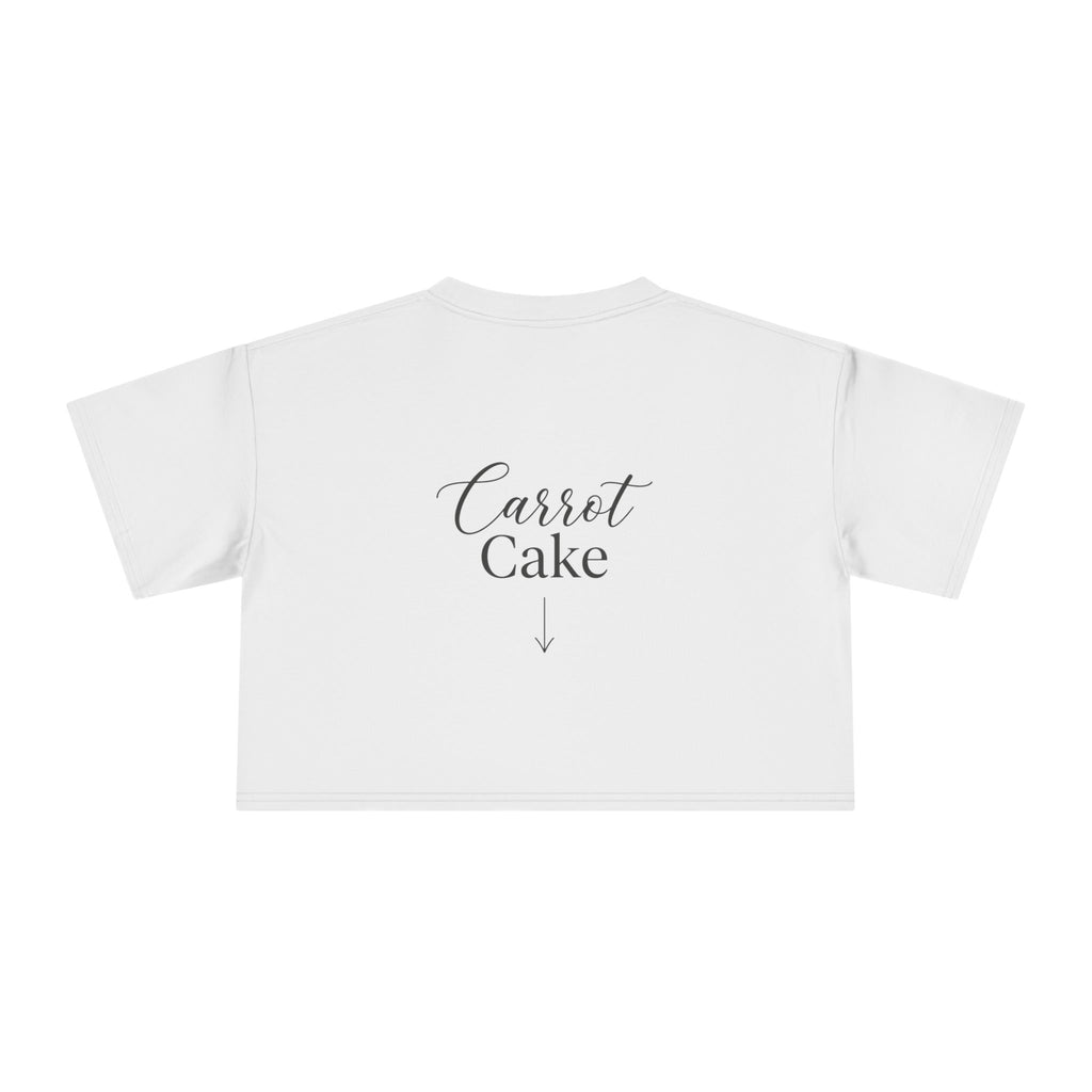 Carrot Cake Crop Tee — Script Print Boxy Crop Top for Redheads