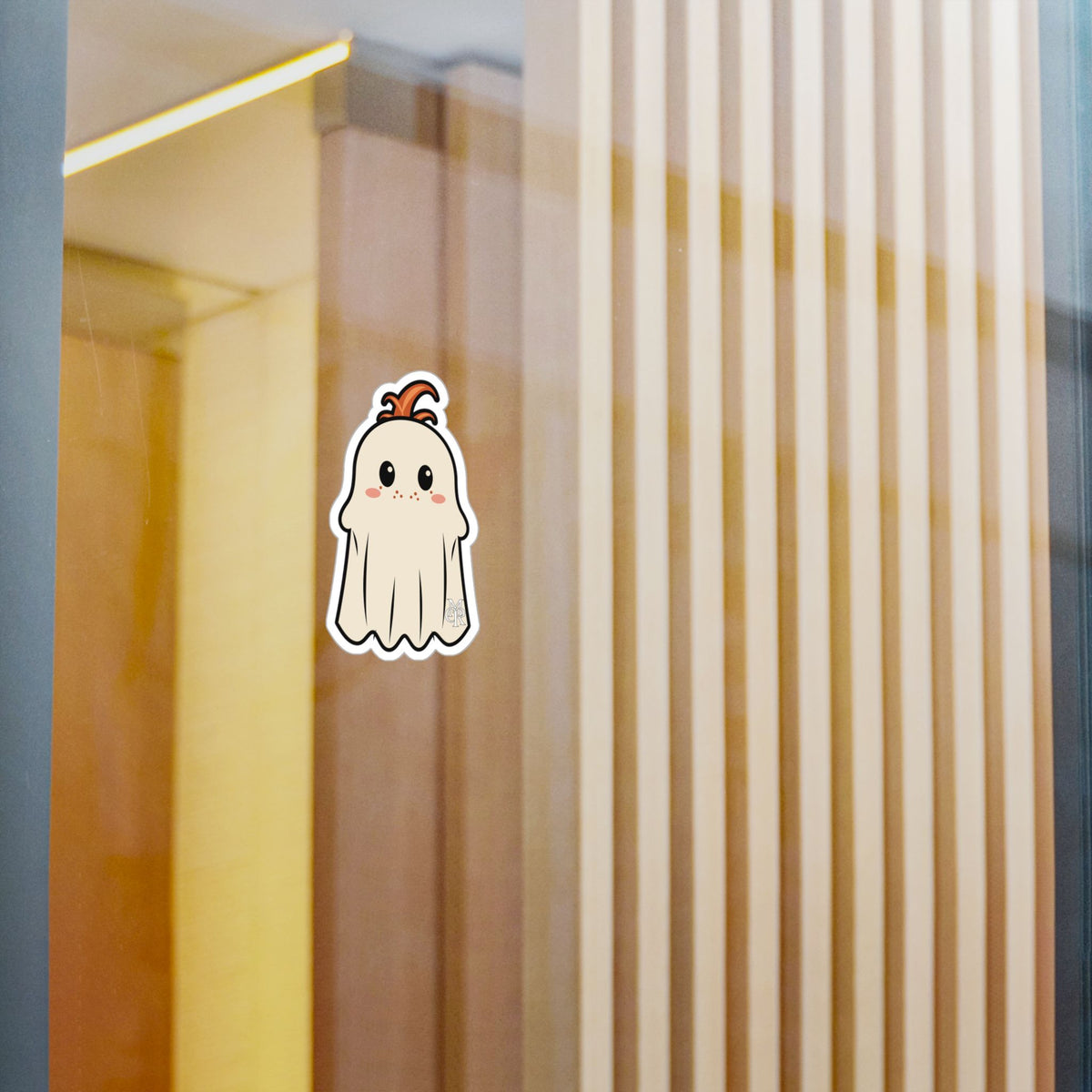 Cute Ghost Kiss-Cut Vinyl Sticker — Adorable Halloween Decal for Laptops, Water Bottles & Windows