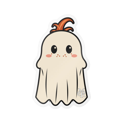 Cute Ghost Kiss-Cut Vinyl Sticker — Adorable Halloween Decal for Laptops, Water Bottles & Windows
