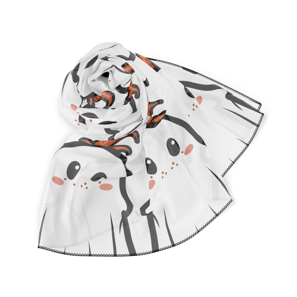 Cute Ghost Pattern Poly Scarf — Kawaii Halloween Cotton-Feel Neck Wrap