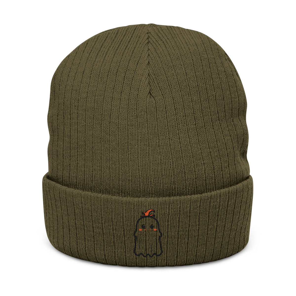 Ginger Ghost Embroidered Ribbed Beanie