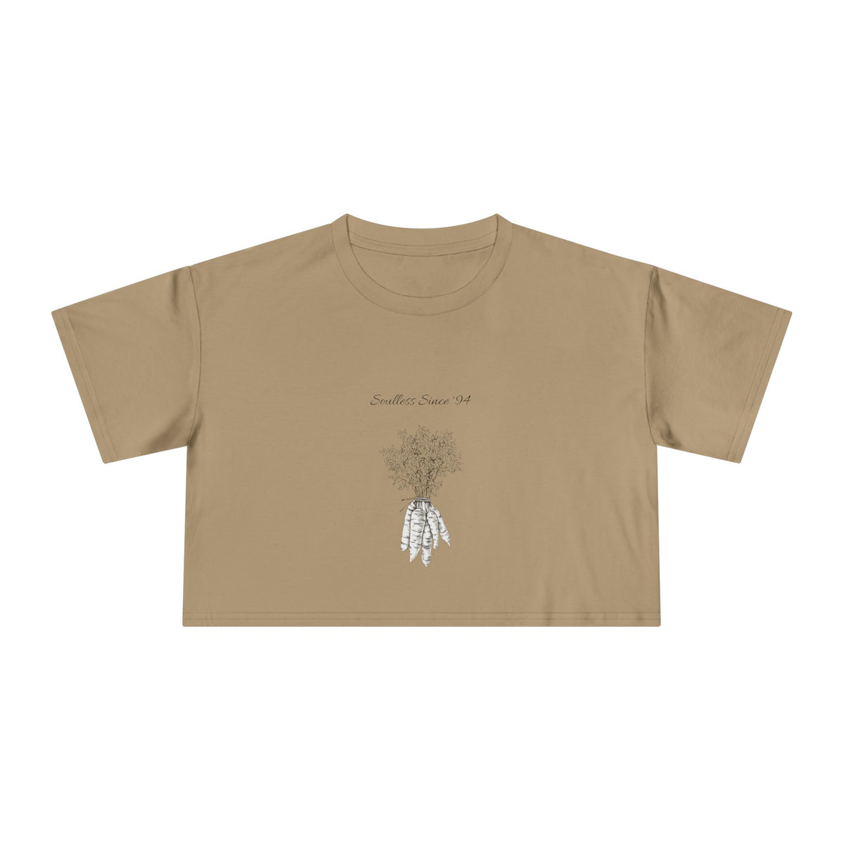 Carrot Cake Crop Tee — Script Print Boxy Crop Top for Redheads