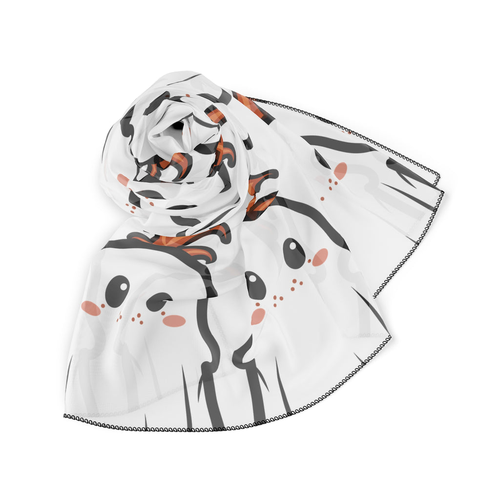 Cute Ghost Pattern Poly Scarf — Kawaii Halloween Cotton-Feel Neck Wrap