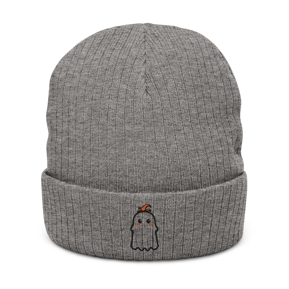 Ginger Ghost Embroidered Ribbed Beanie