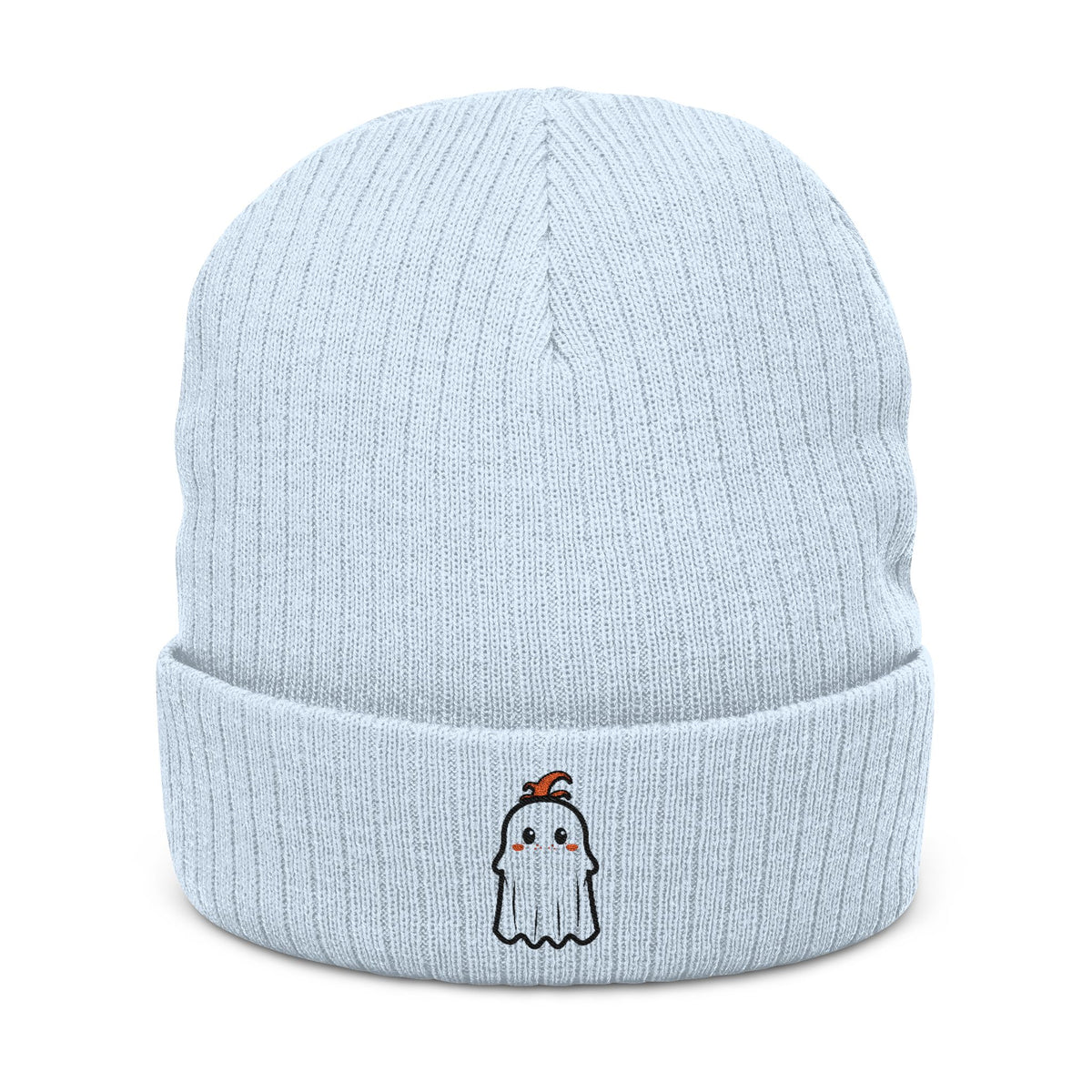 Ginger Ghost Embroidered Ribbed Beanie