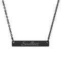 Soulless Engraved Bar Necklace — Minimal Horizontal Pendant for Redheads