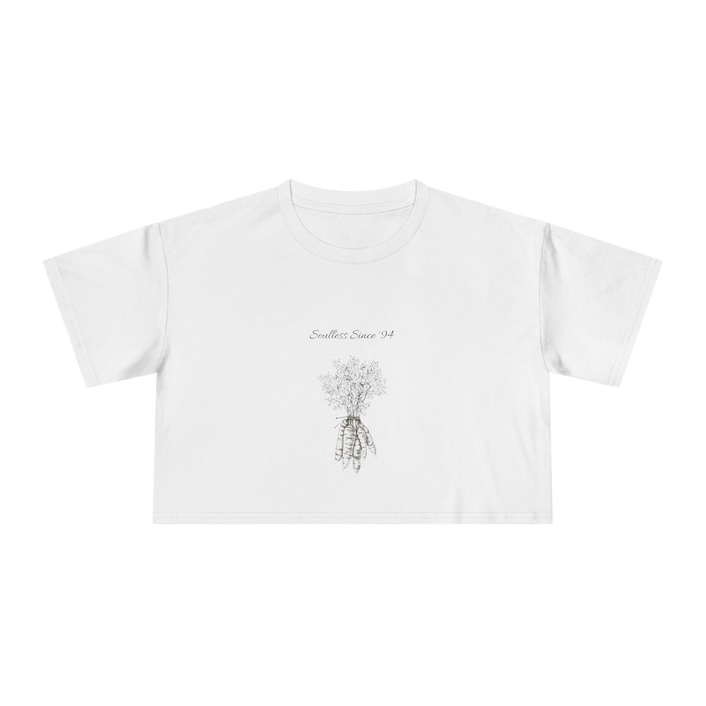 Carrot Cake Crop Tee — Script Print Boxy Crop Top for Redheads