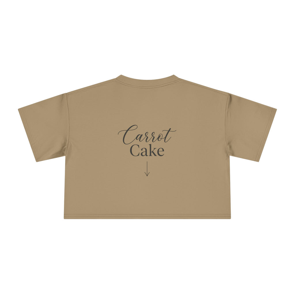 Carrot Cake Crop Tee — Script Print Boxy Crop Top for Redheads
