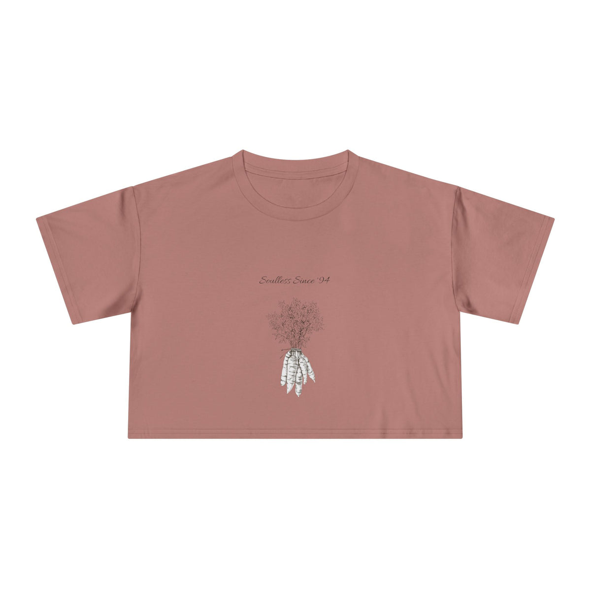 Carrot Cake Crop Tee — Script Print Boxy Crop Top for Redheads