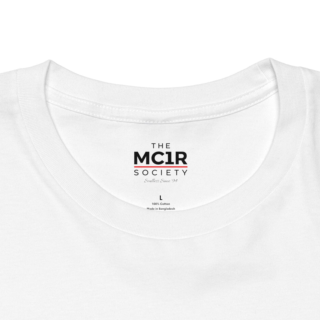 The MC1R Society Tee — Minimal Retro Logo White T‑Shirt