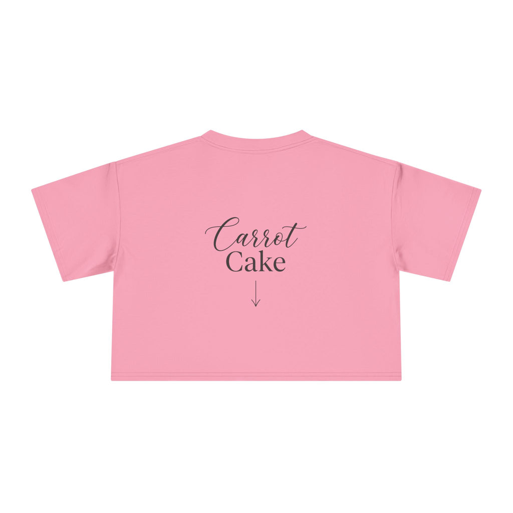 Carrot Cake Crop Tee — Script Print Boxy Crop Top for Redheads